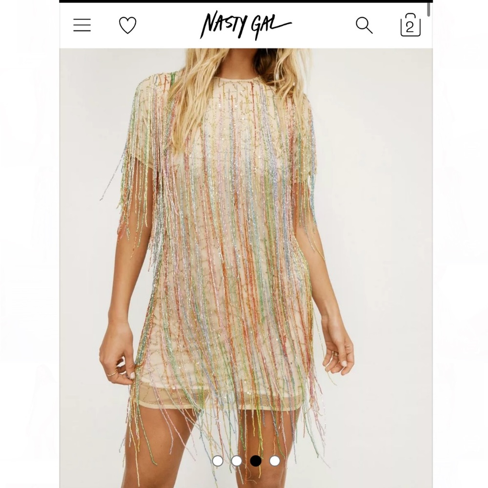 Nasty Gal tassel beaded mini shift dress